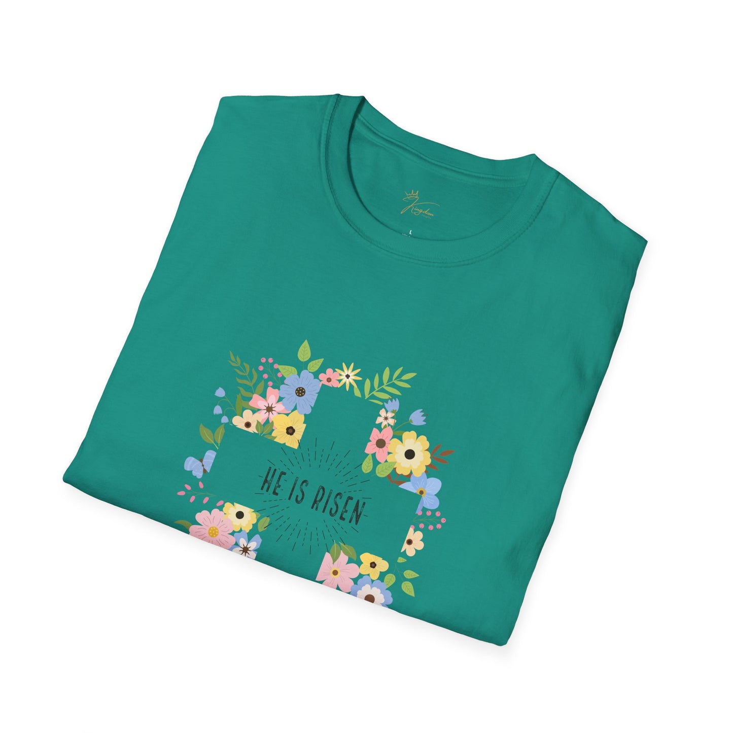 He is Risen Floral Unisex Softstyle T-Shirt | Easter Celebration Tee