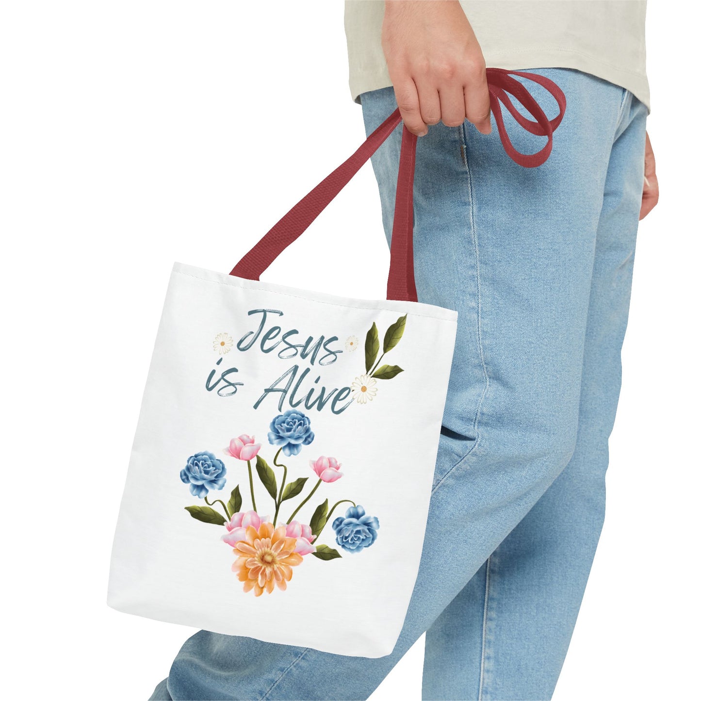 Inspirational Floral Tote Bag - 'Jesus is Alive' - Perfect for Everyday Use and Celebrations