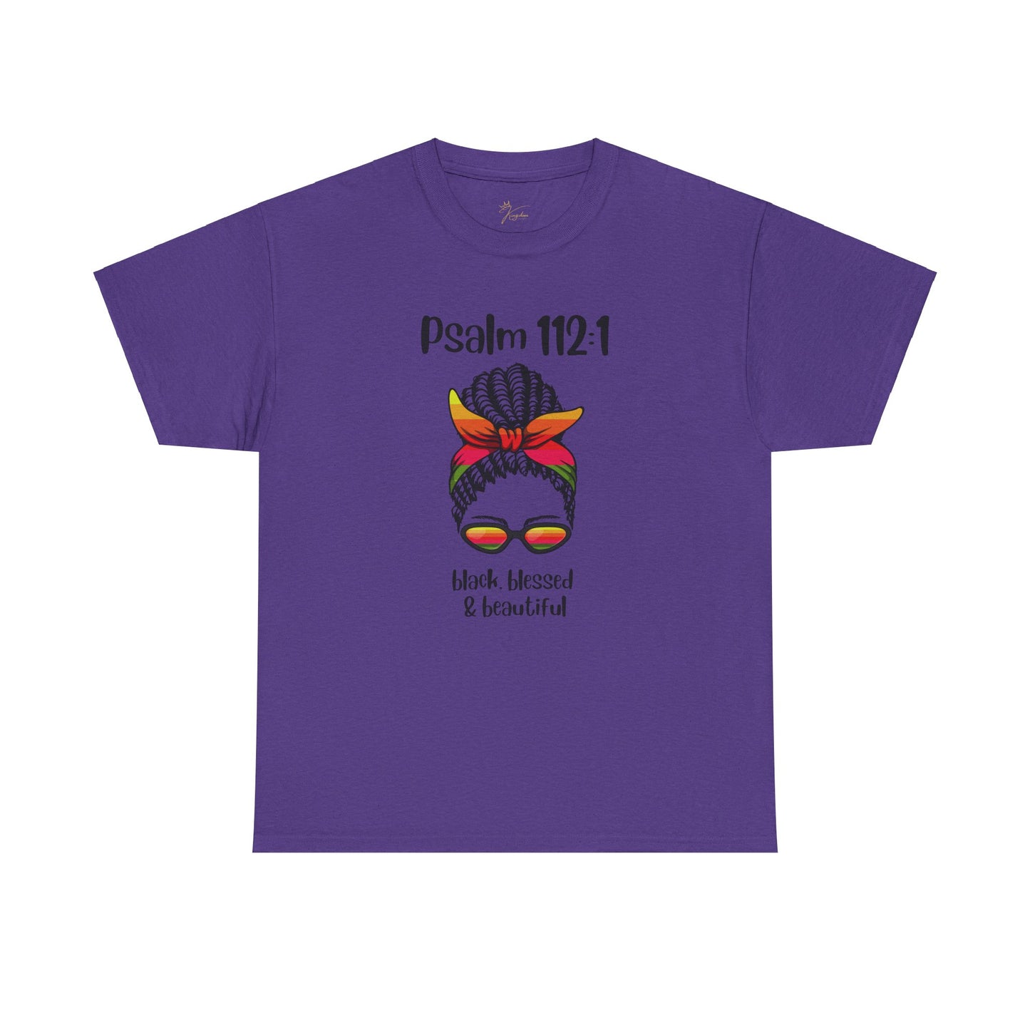 Unisex Heavy Cotton Tee - Psalm 112:1 - Black, Blessed & Beautiful
