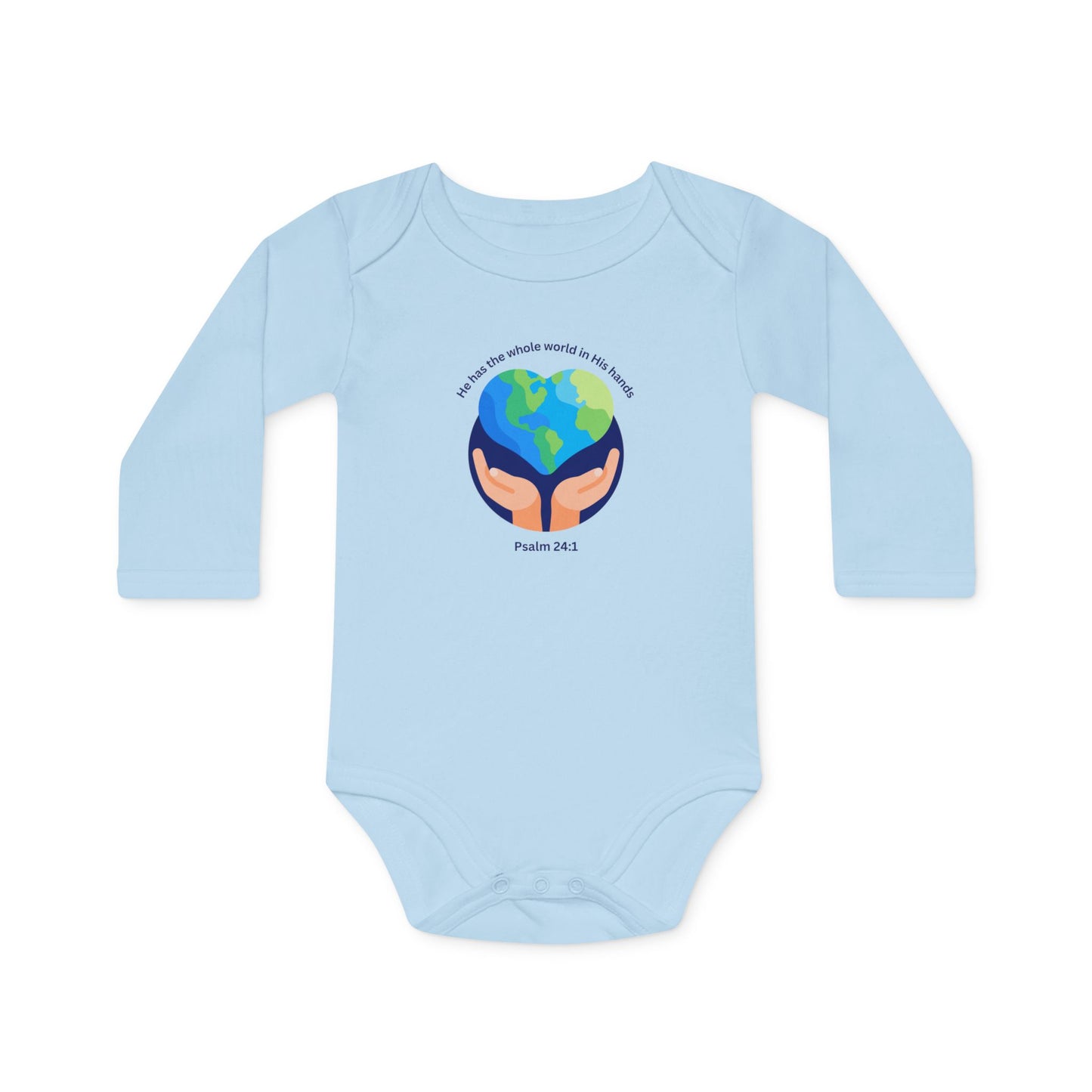 He has The Whole World Organic Baby Bodysuit with Psalm 24:1