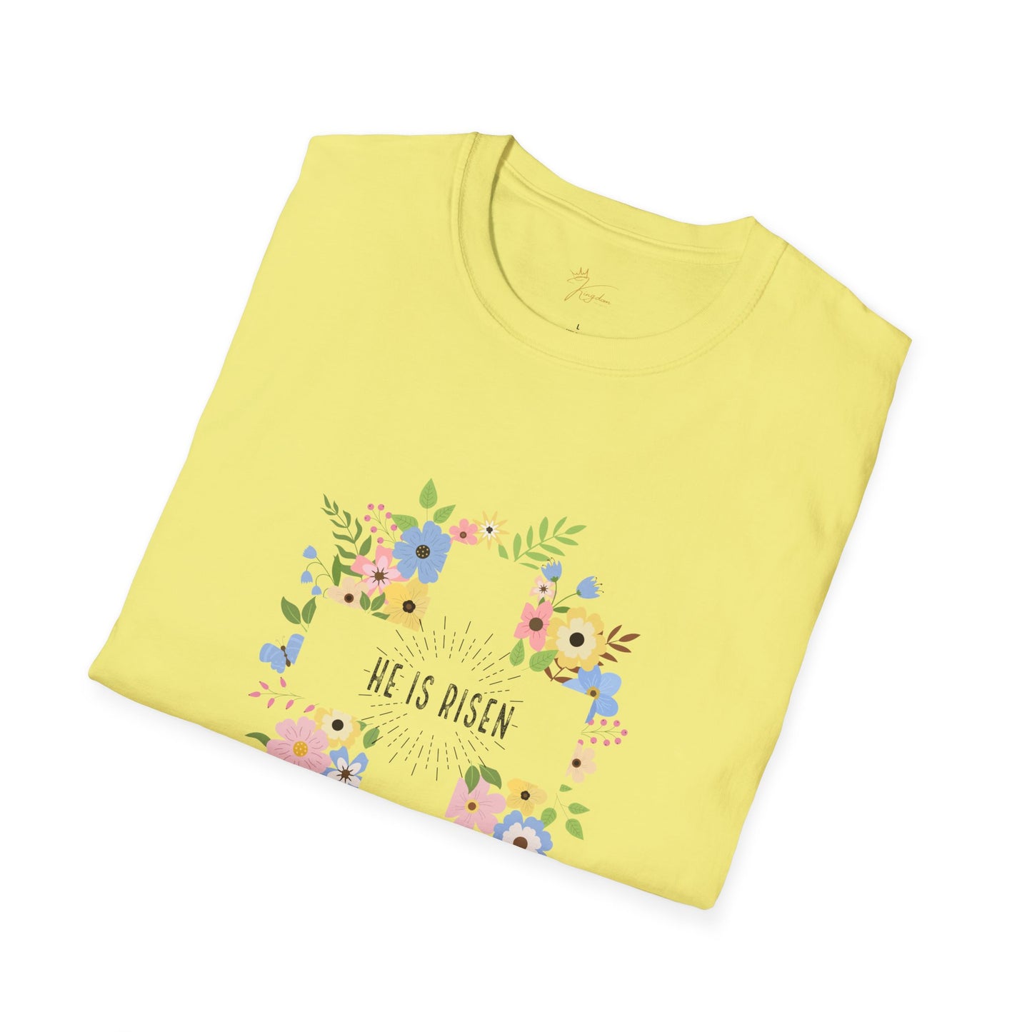 He is Risen Floral Unisex Softstyle T-Shirt | Easter Celebration Tee