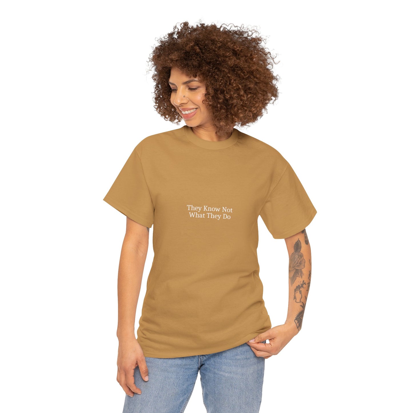 Unisex Heavy Cotton Tee - "They Know Not What They Do" Statement Shirt for Thoughtful Outfits