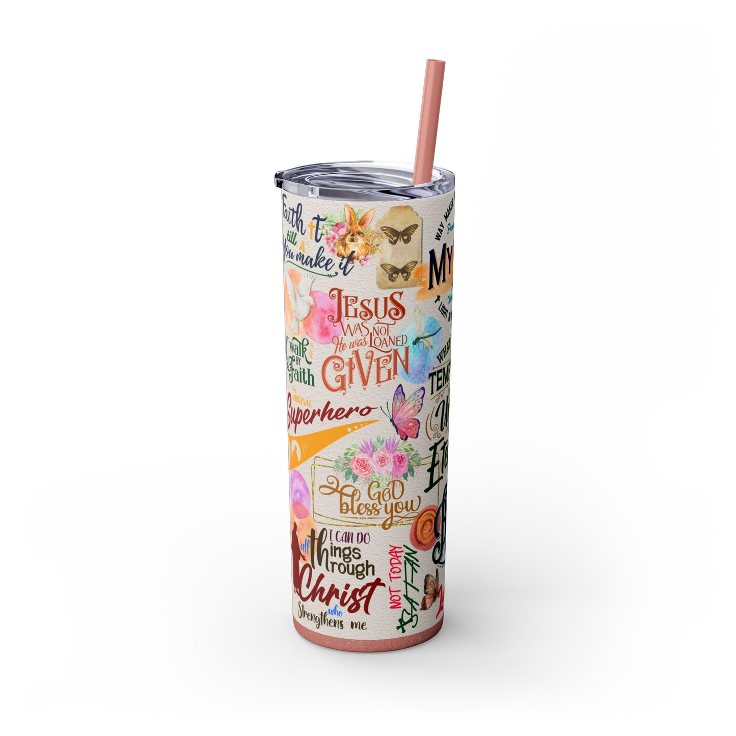 Scripture-Powered Tumbler – Drink in the Word-Skinny Tumbler with Straw - 20oz