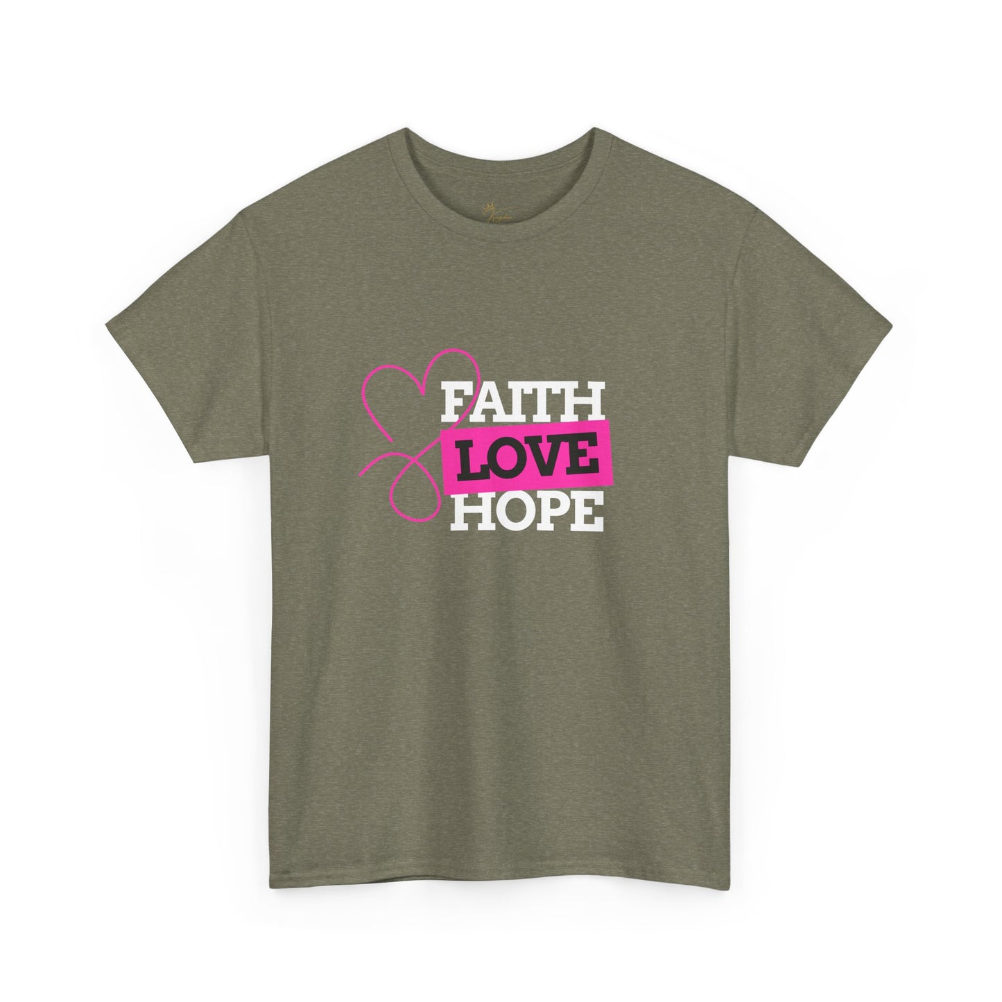 Faith Love Hope Unisex Heavy Cotton Tee - Inspirational Graphic T-Shirt