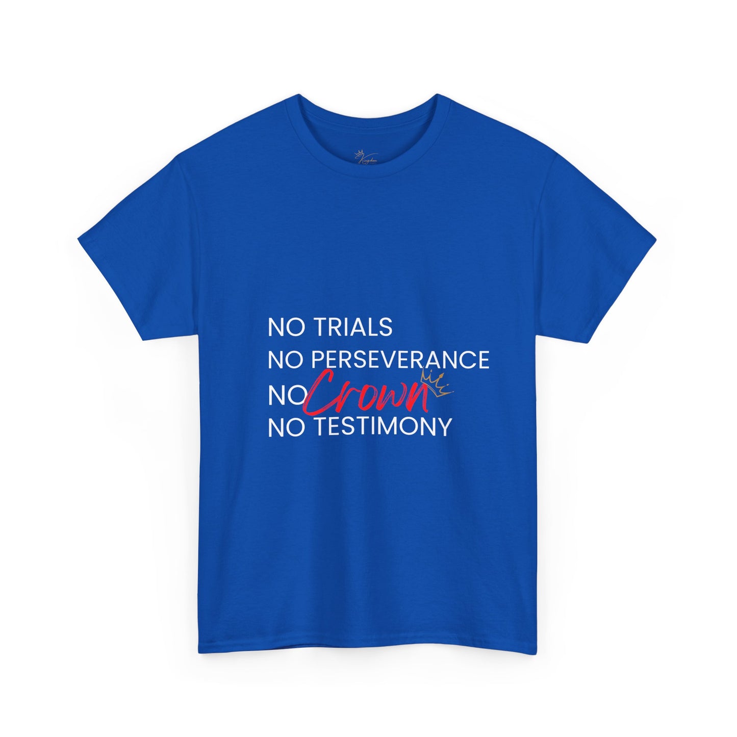No Trials, No Perseverance, No Crown, No Testimony - Unisex Heavy Cotton Tee