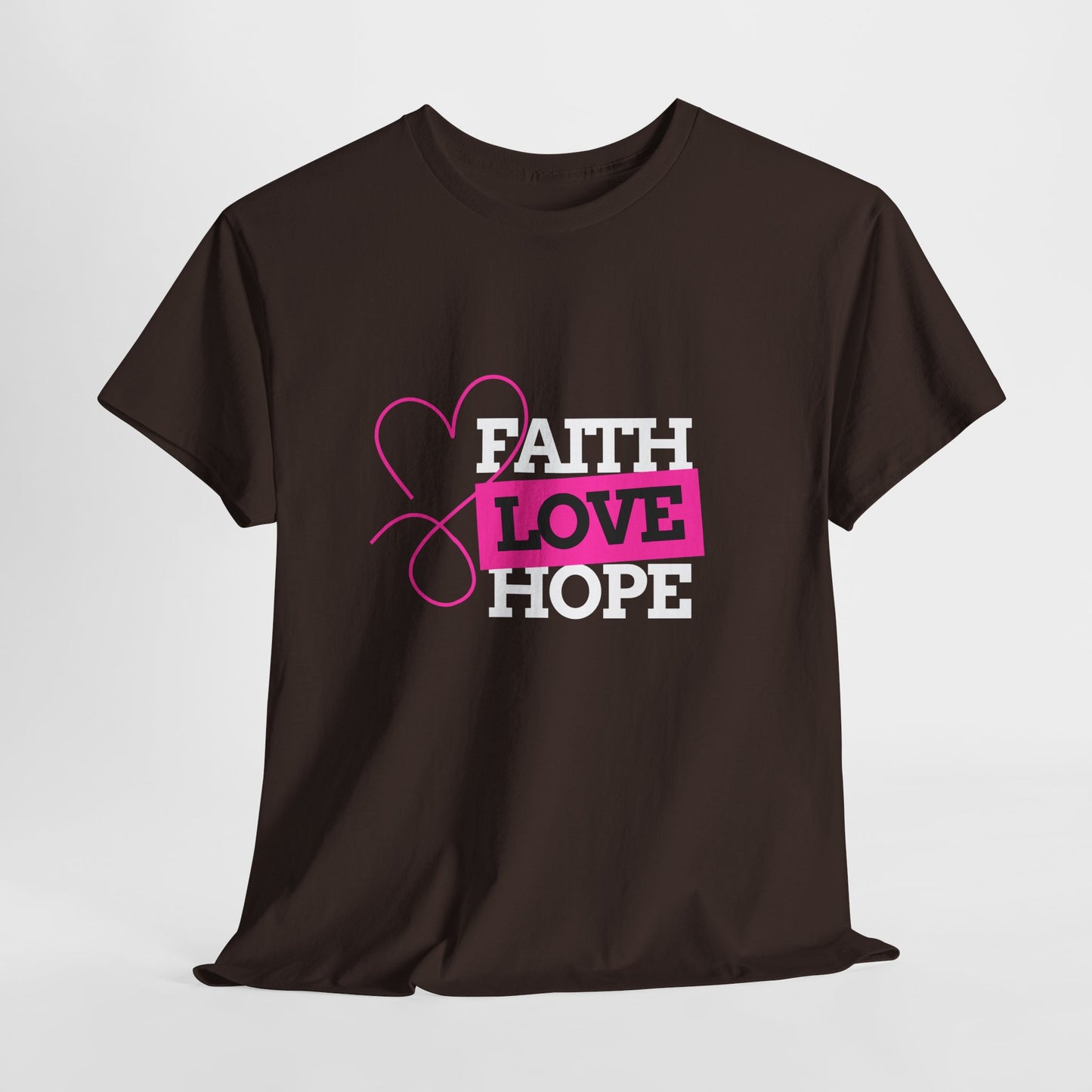 Faith Love Hope Unisex Heavy Cotton Tee - Inspirational Graphic T-Shirt