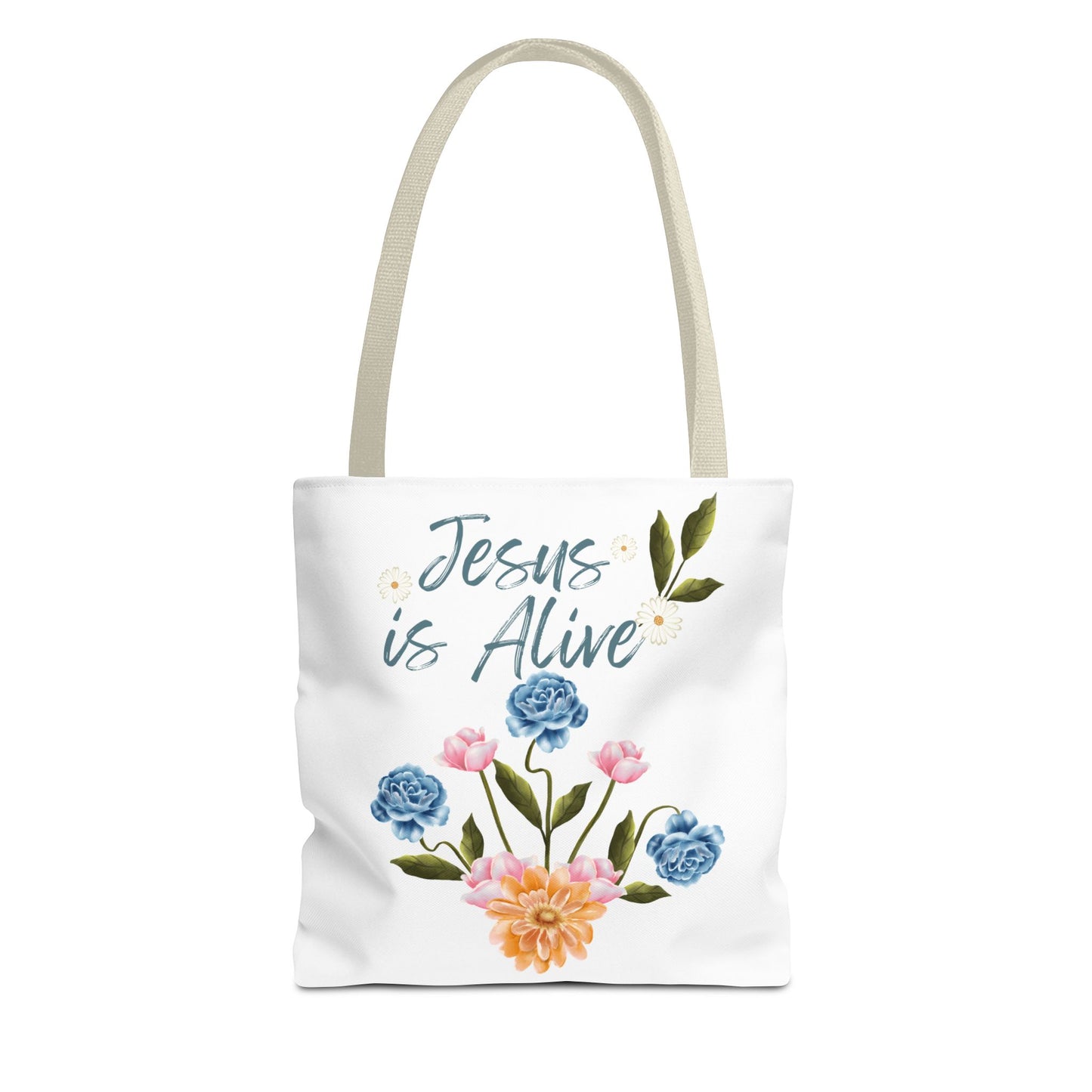 Inspirational Floral Tote Bag - 'Jesus is Alive' - Perfect for Everyday Use and Celebrations