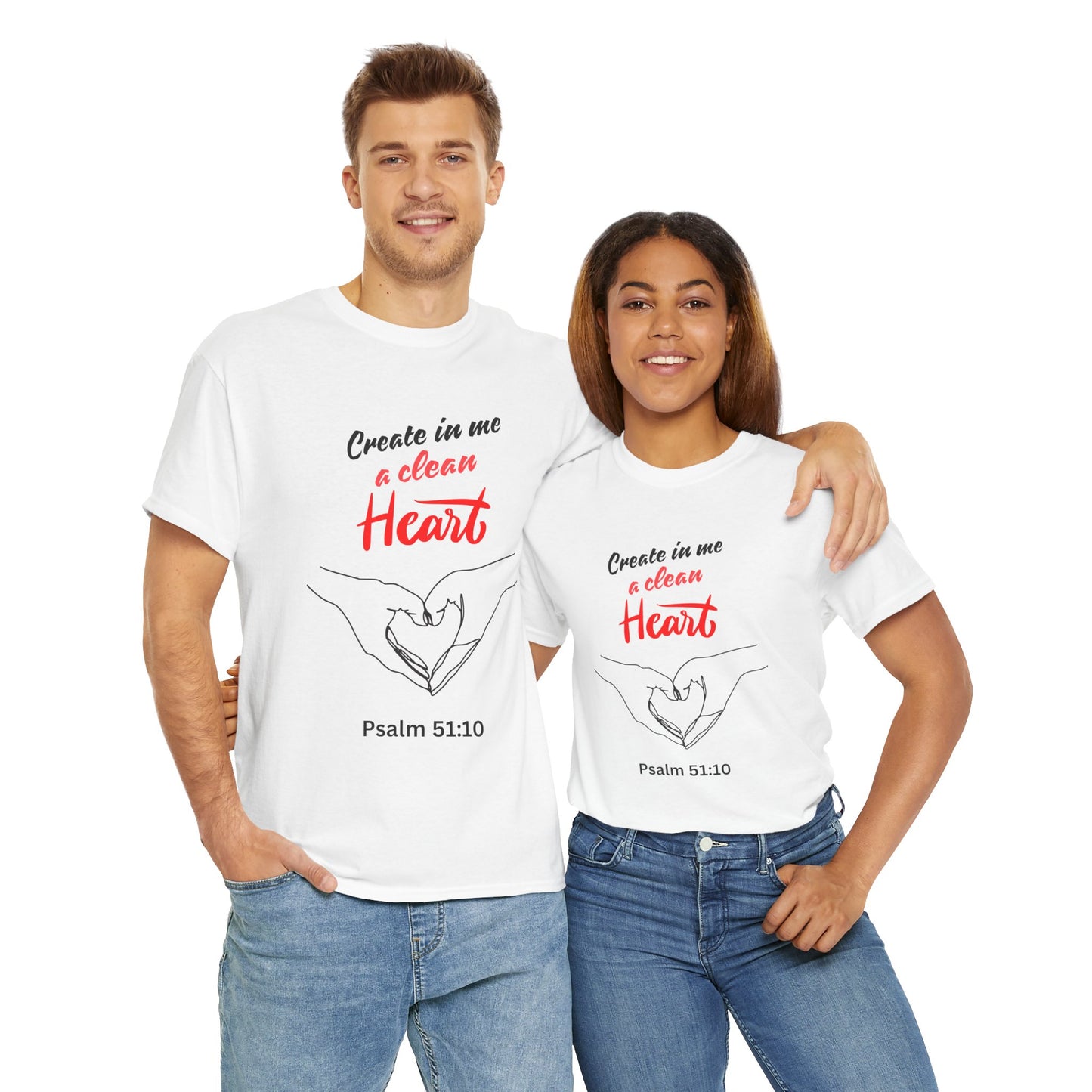 Inspirational Unisex Heavy Cotton Tee - "Create in Me a Clean Heart"