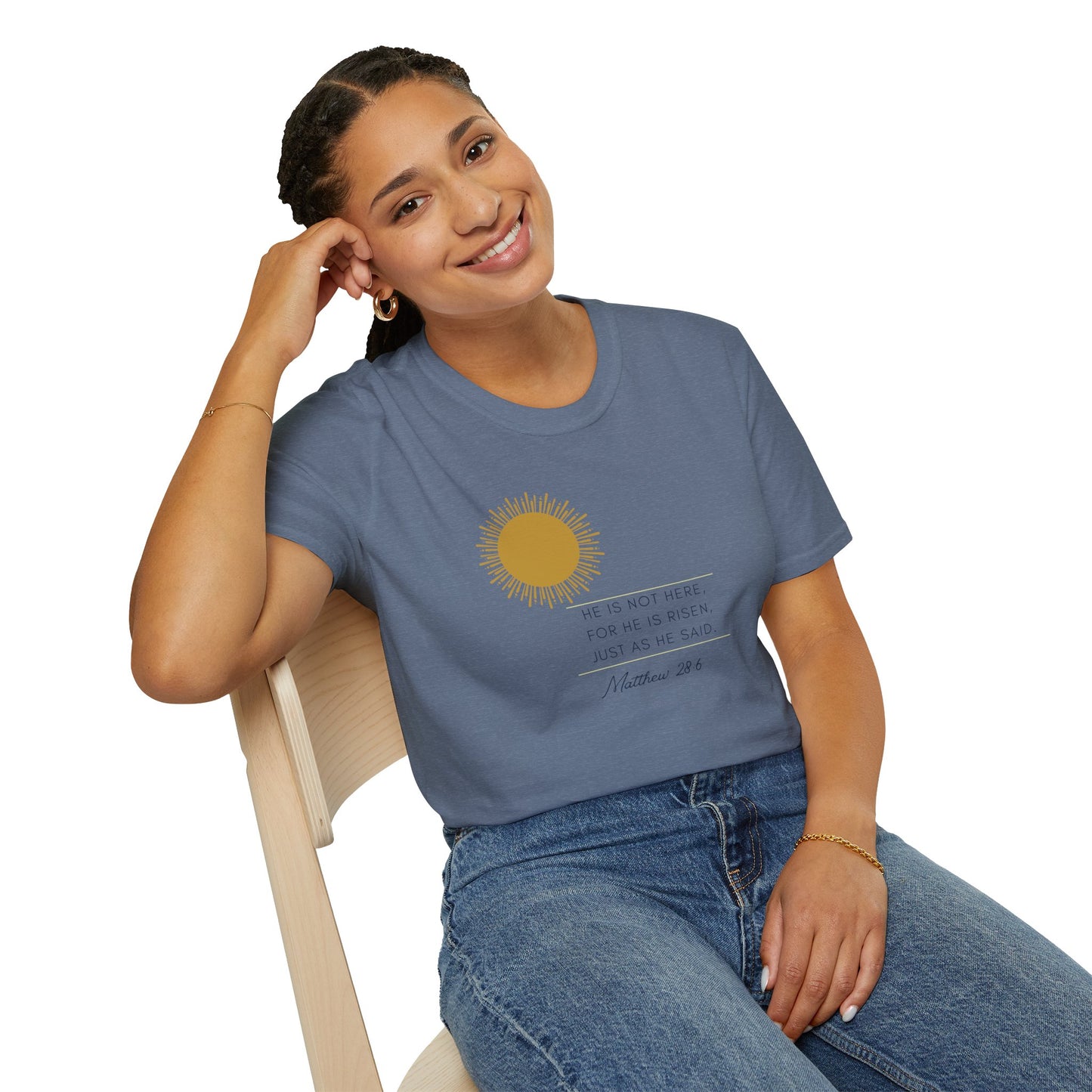 Inspirational Unisex Softstyle T-Shirt - 'He Is Not Here, For He Is Risen'