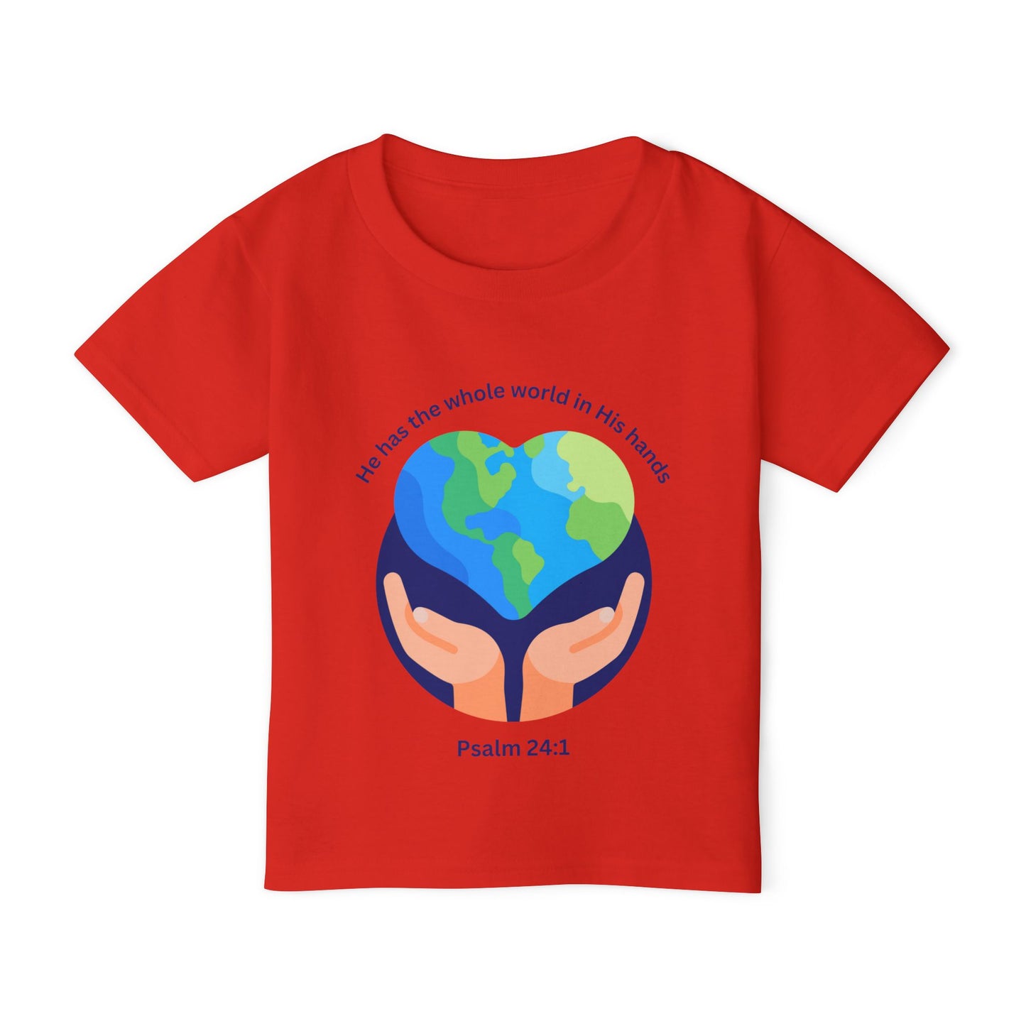 Children's Earth-Themed T-Shirt - "He Has the Whole World in His Hands" - Faith-Inspired Gift