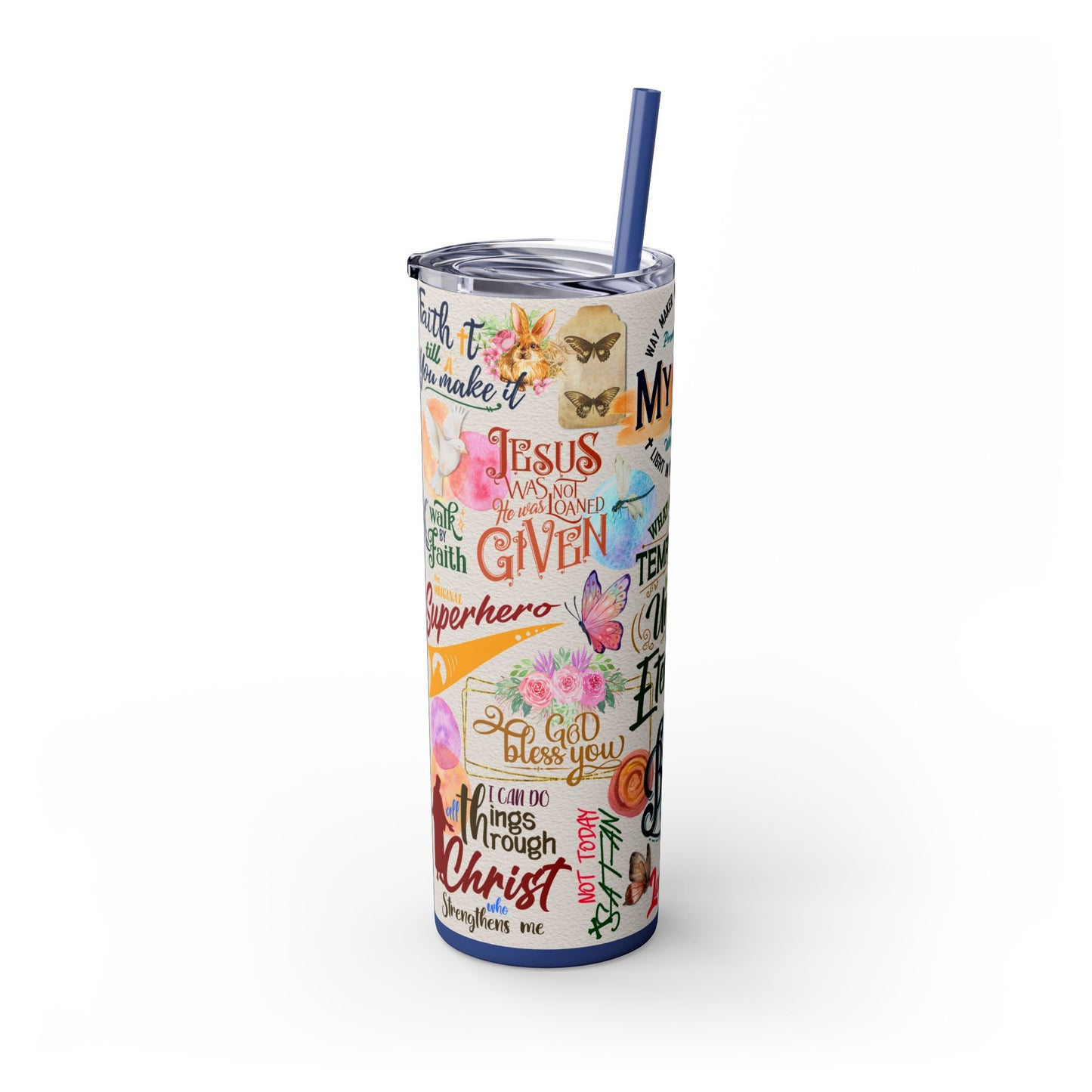 Scripture-Powered Tumbler – Drink in the Word-Skinny Tumbler with Straw - 20oz