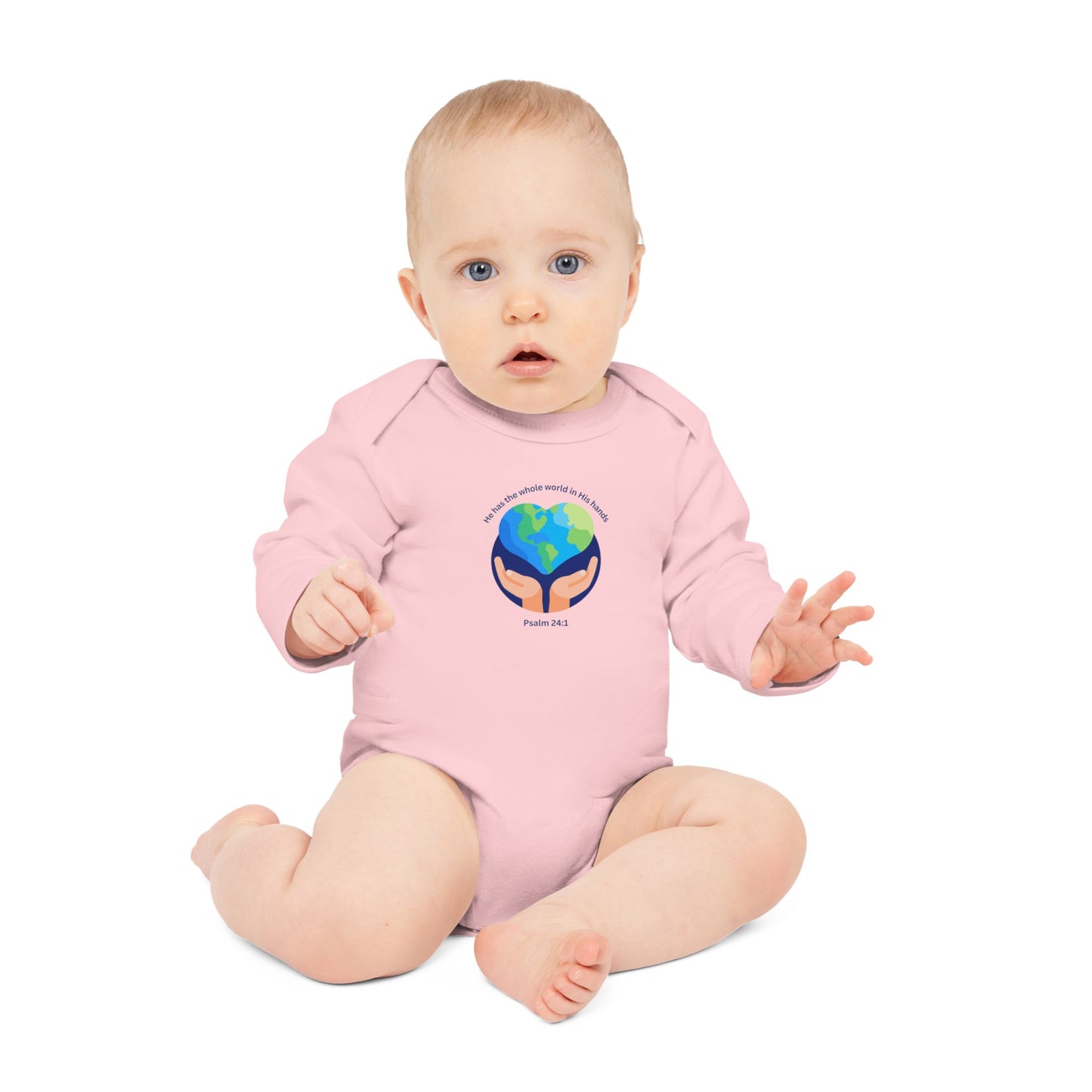 He has The Whole World Organic Baby Bodysuit with Psalm 24:1