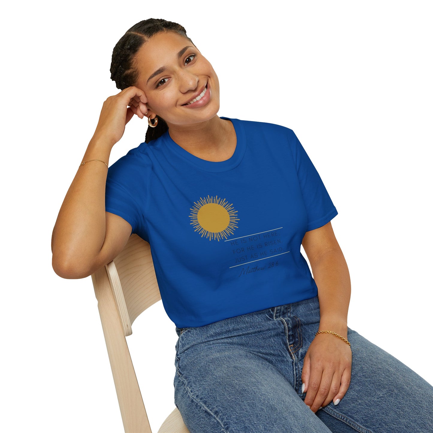 Inspirational Unisex Softstyle T-Shirt - 'He Is Not Here, For He Is Risen'