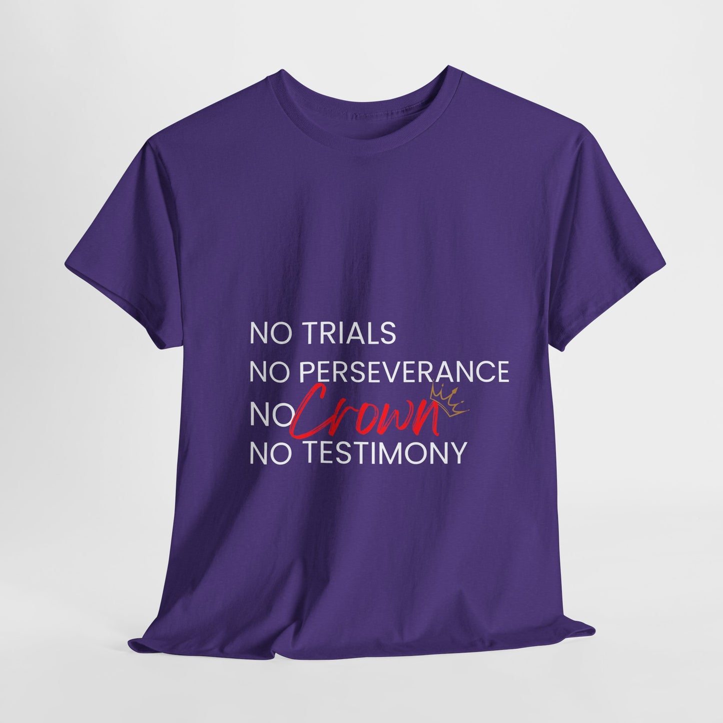 No Trials, No Perseverance, No Crown, No Testimony - Unisex Heavy Cotton Tee