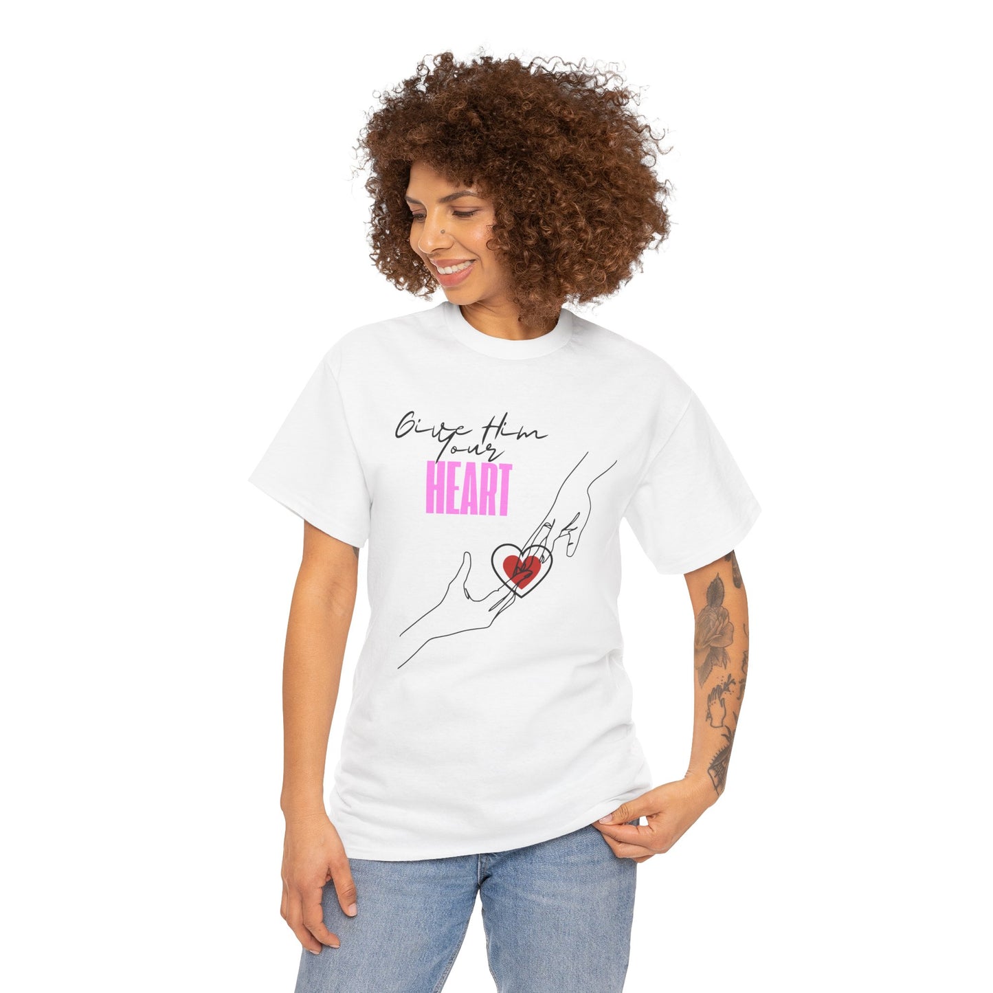 Unisex Heavy Cotton Tee - Give Them Your Heart Graphic Tee
