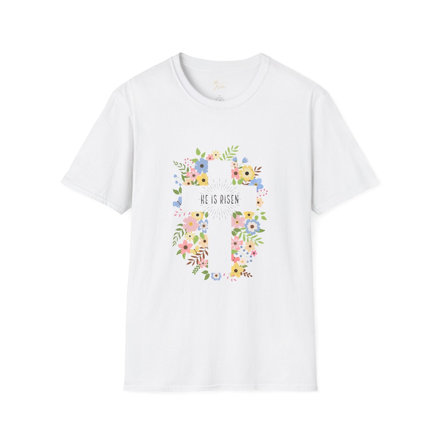He is Risen Floral Unisex Softstyle T-Shirt | Easter Celebration Tee