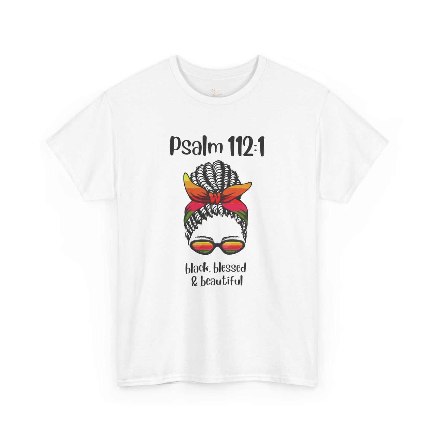 Unisex Heavy Cotton Tee - Psalm 112:1 - Black, Blessed & Beautiful