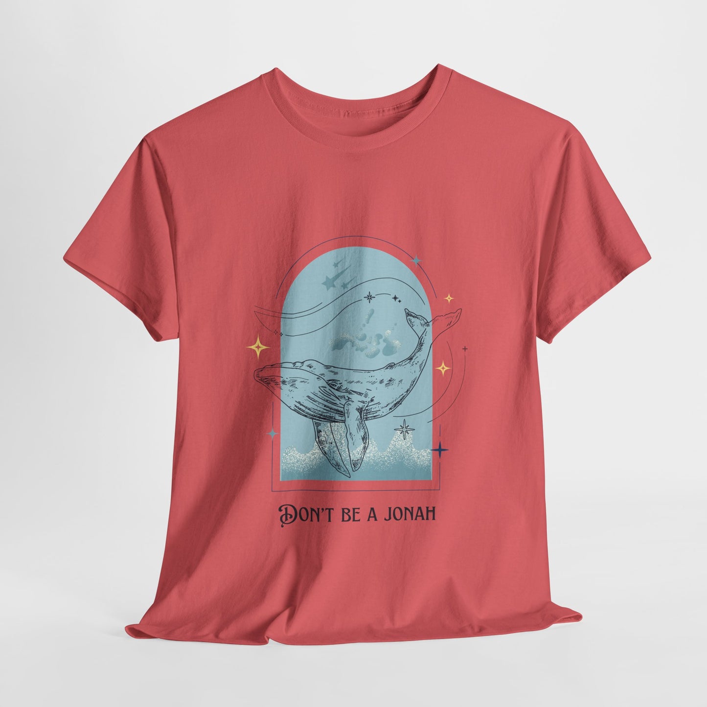 Whale Illustration Unisex Heavy Cotton Tee - "Don't Be A Jonah"
