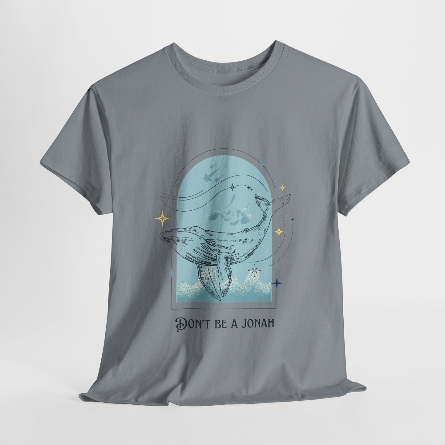 Whale Illustration Unisex Heavy Cotton Tee - "Don't Be A Jonah"