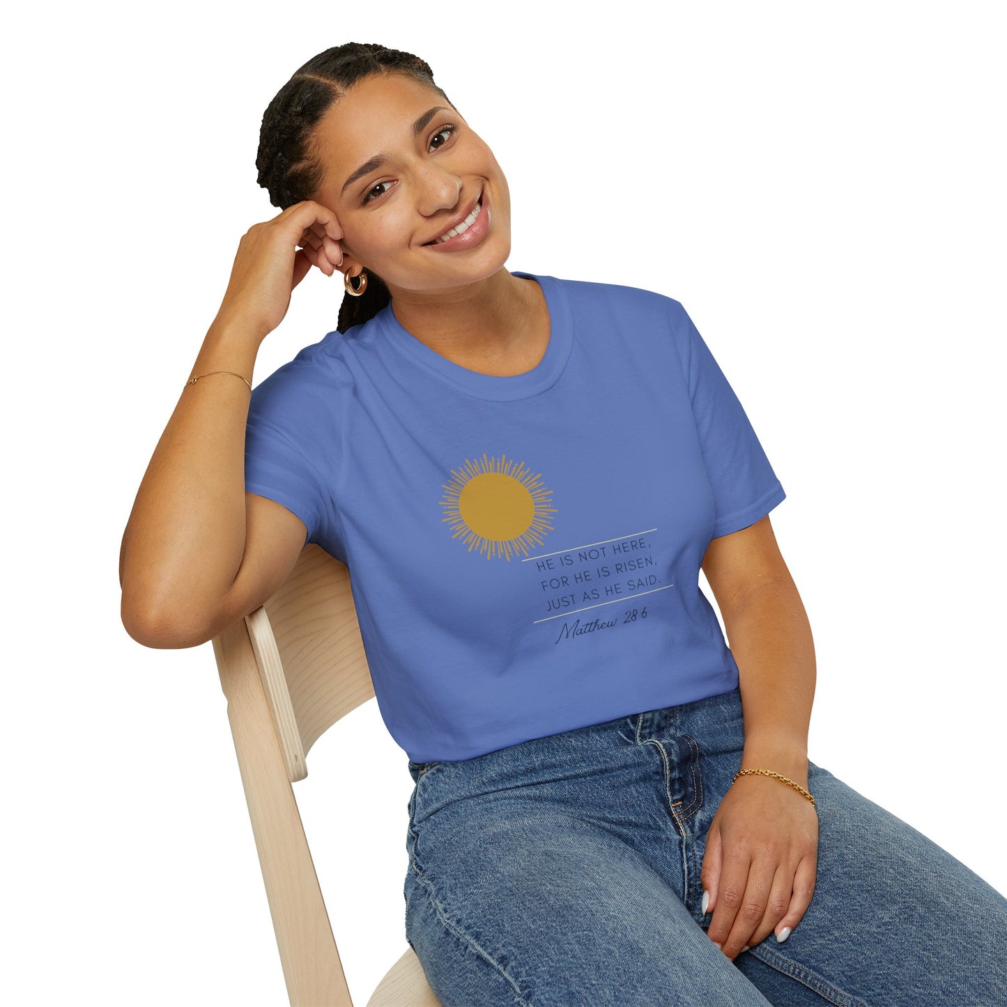 Inspirational Unisex Softstyle T-Shirt - 'He Is Not Here, For He Is Risen'