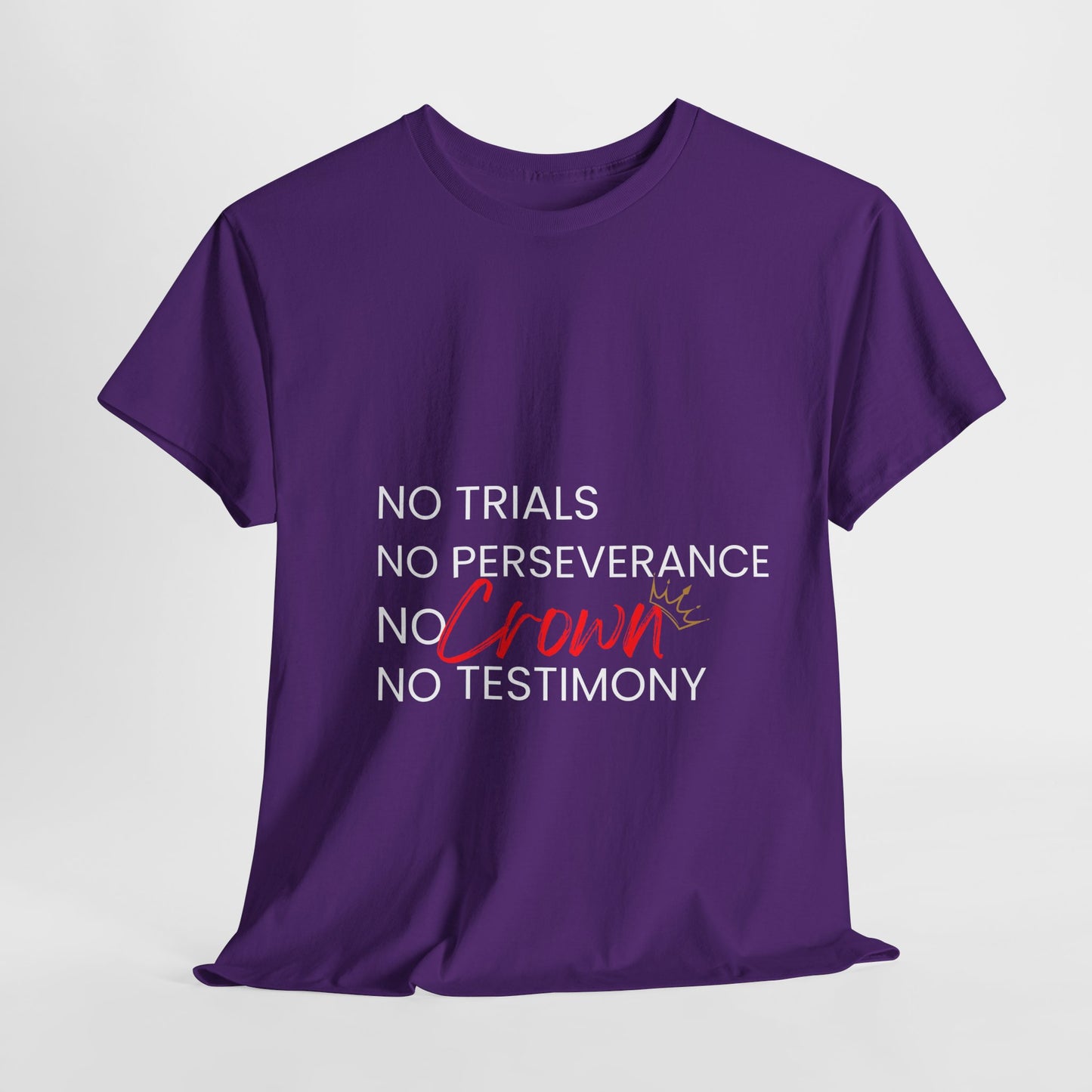 No Trials, No Perseverance, No Crown, No Testimony - Unisex Heavy Cotton Tee