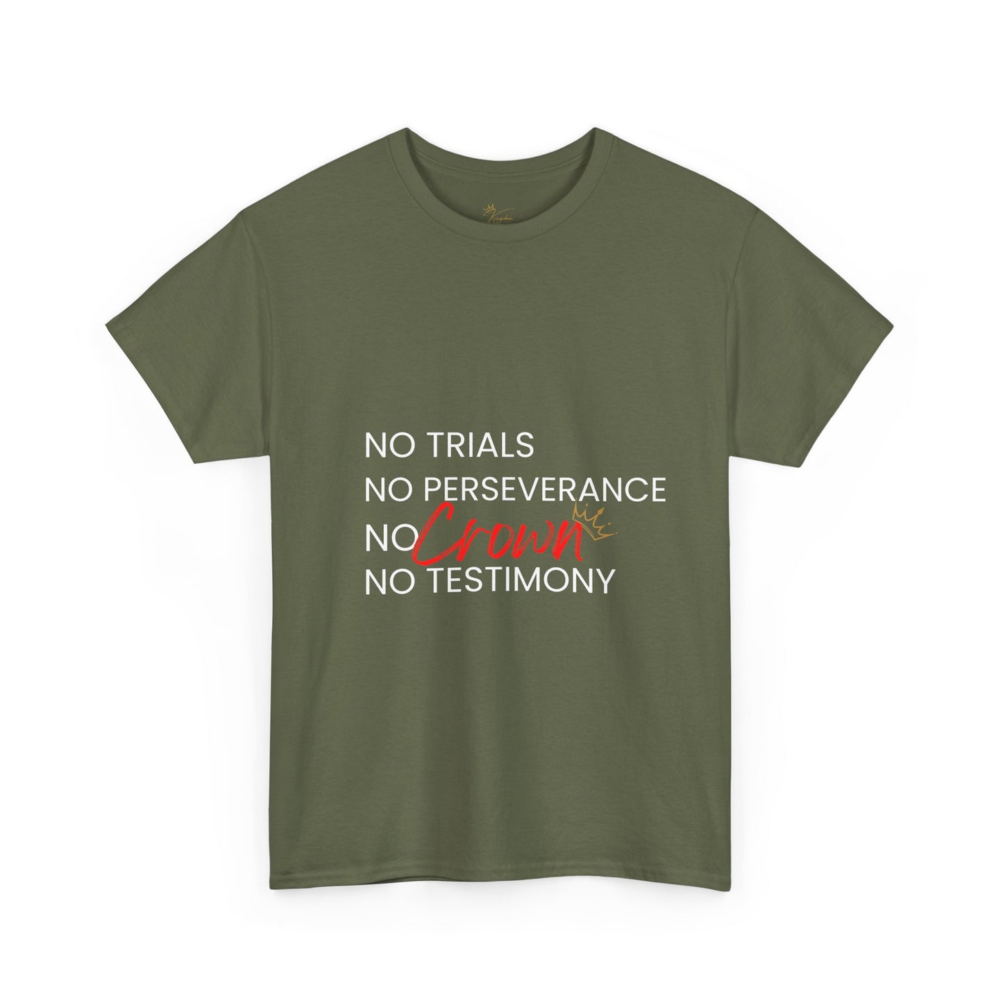 No Trials, No Perseverance, No Crown, No Testimony - Unisex Heavy Cotton Tee