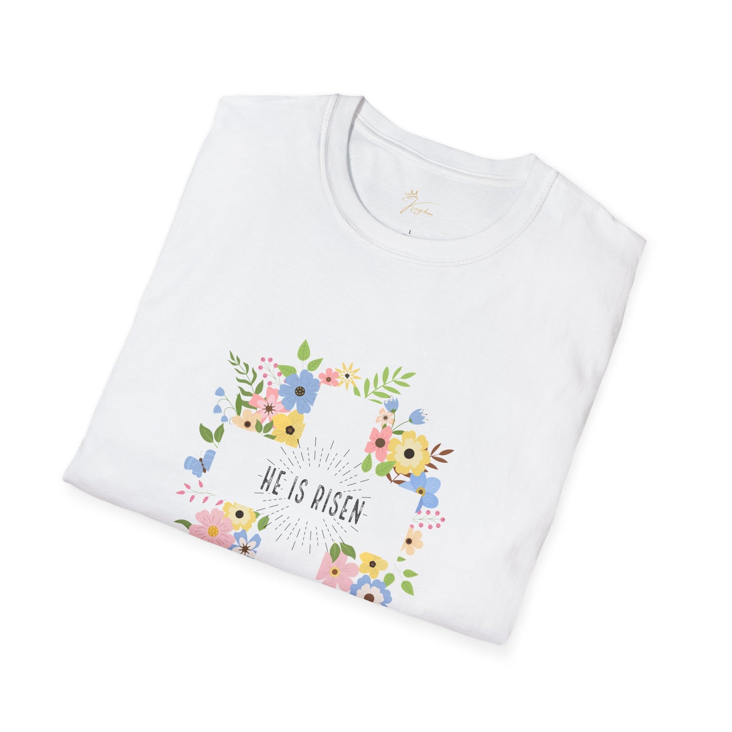 He is Risen Floral Unisex Softstyle T-Shirt | Easter Celebration Tee