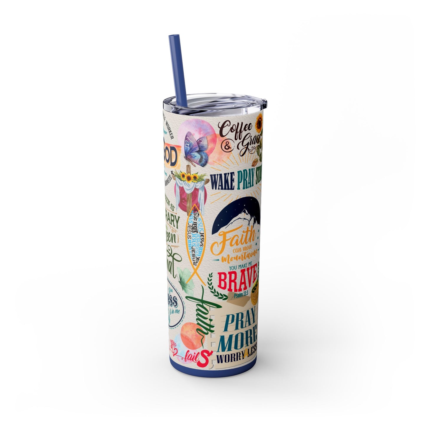 Scripture-Powered Tumbler – Drink in the Word-Skinny Tumbler with Straw - 20oz
