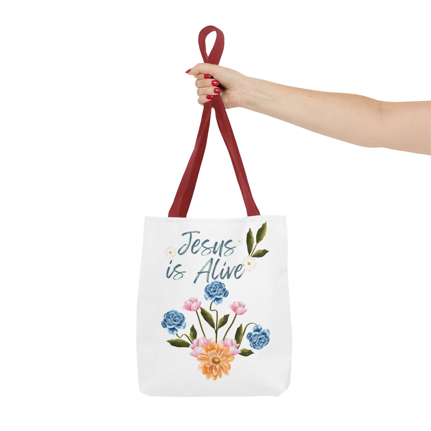 Inspirational Floral Tote Bag - 'Jesus is Alive' - Perfect for Everyday Use and Celebrations