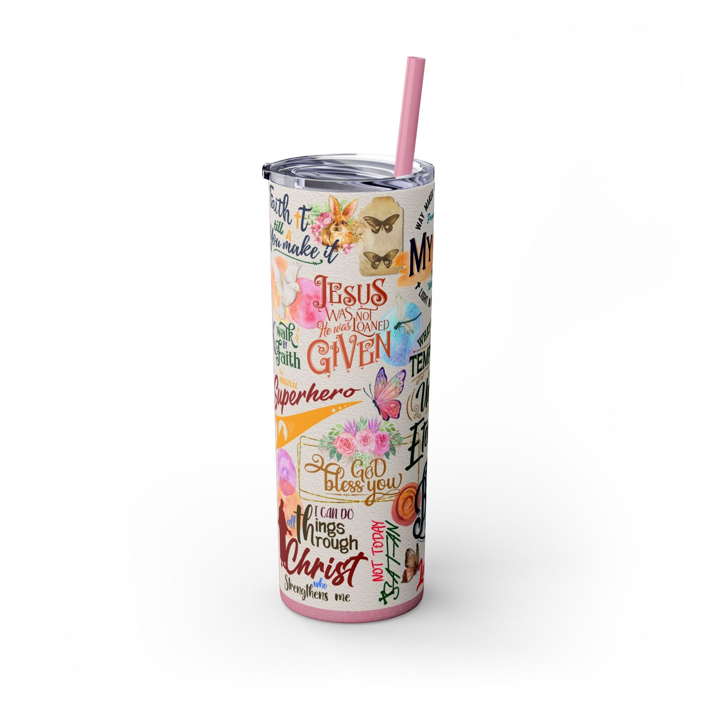 Scripture-Powered Tumbler – Drink in the Word-Skinny Tumbler with Straw - 20oz
