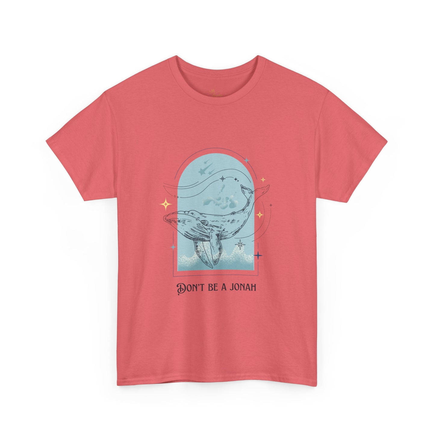 Whale Illustration Unisex Heavy Cotton Tee - "Don't Be A Jonah"