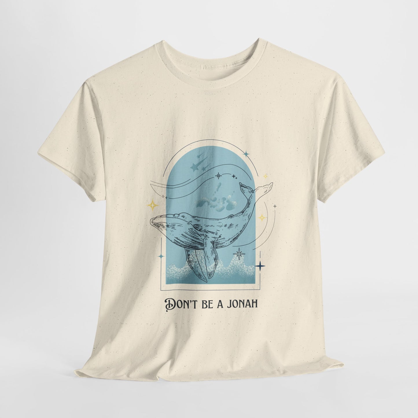 Whale Illustration Unisex Heavy Cotton Tee - "Don't Be A Jonah"