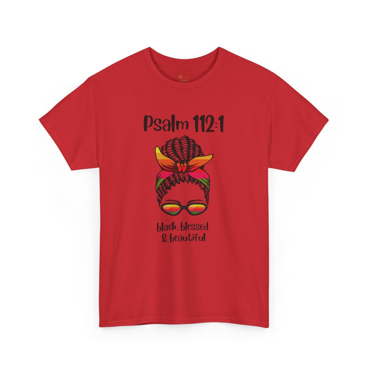 Unisex Heavy Cotton Tee - Psalm 112:1 - Black, Blessed & Beautiful