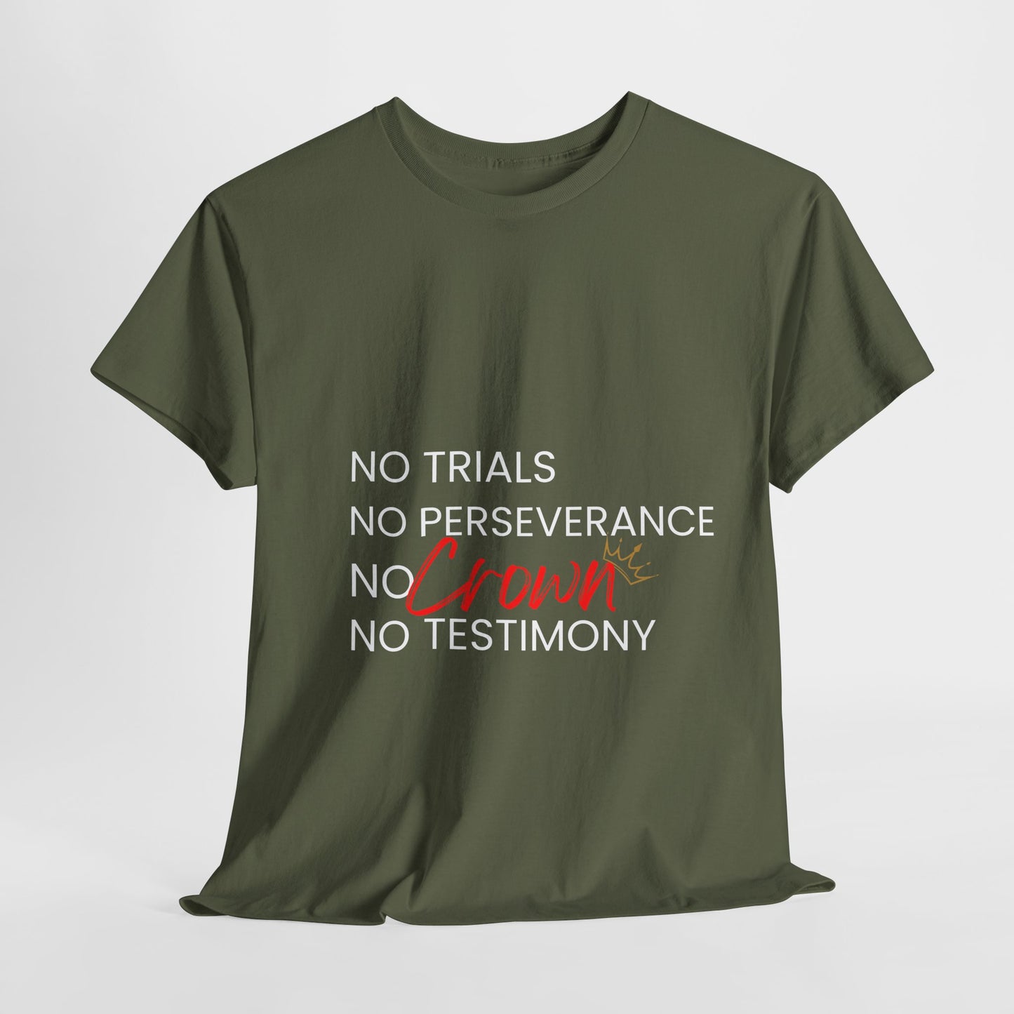 No Trials, No Perseverance, No Crown, No Testimony - Unisex Heavy Cotton Tee