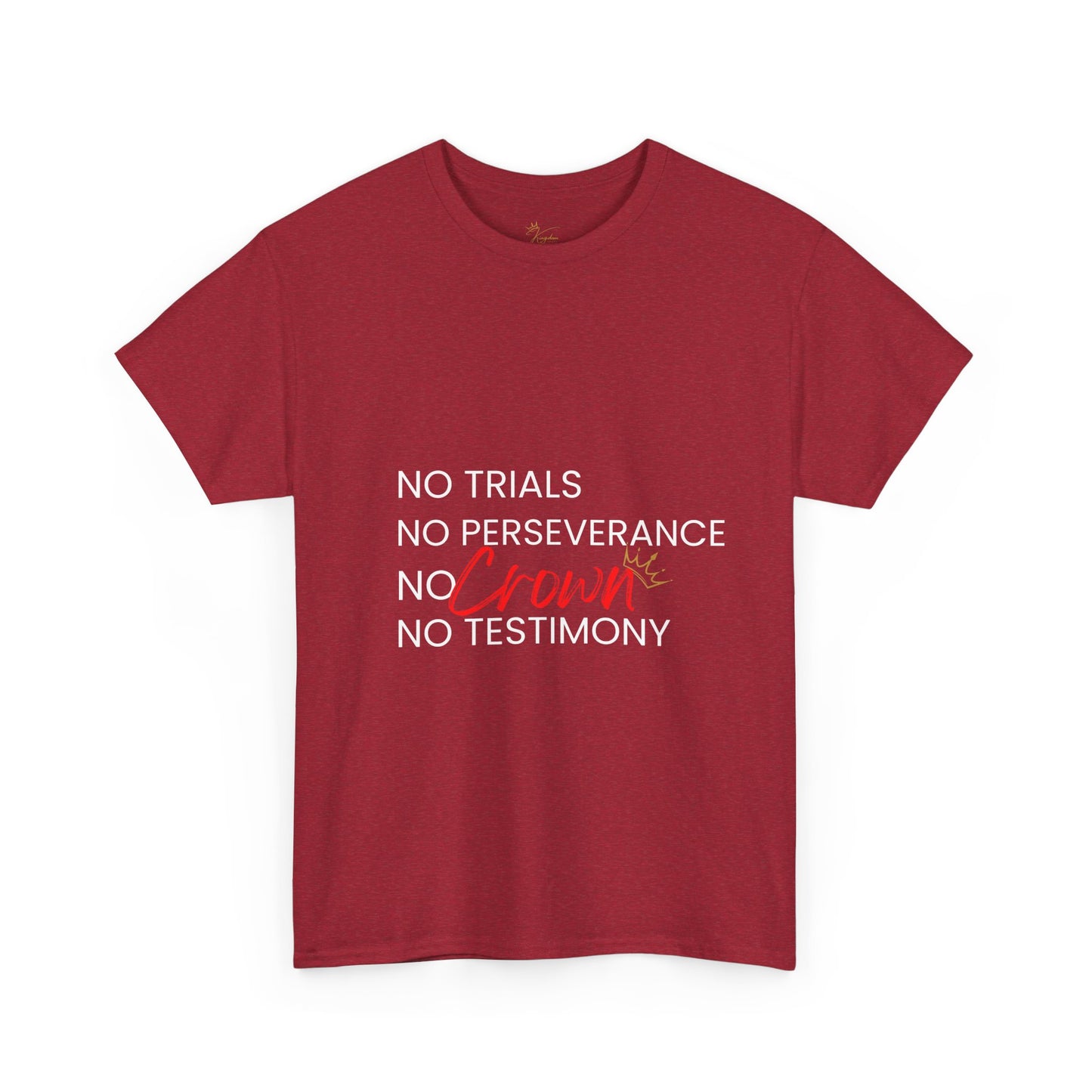 No Trials, No Perseverance, No Crown, No Testimony - Unisex Heavy Cotton Tee