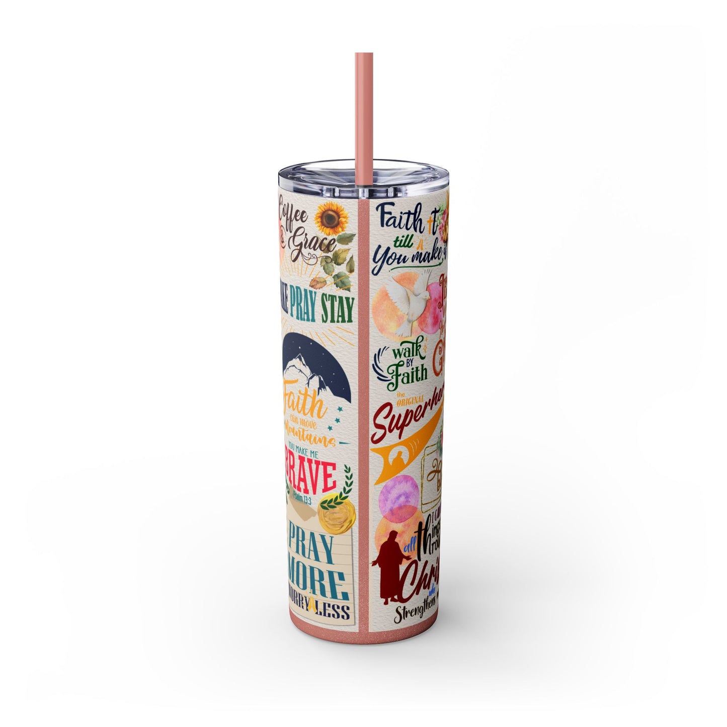 Scripture-Powered Tumbler – Drink in the Word-Skinny Tumbler with Straw - 20oz