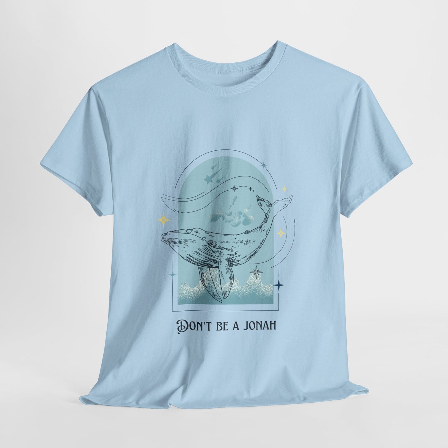Whale Illustration Unisex Heavy Cotton Tee - "Don't Be A Jonah"