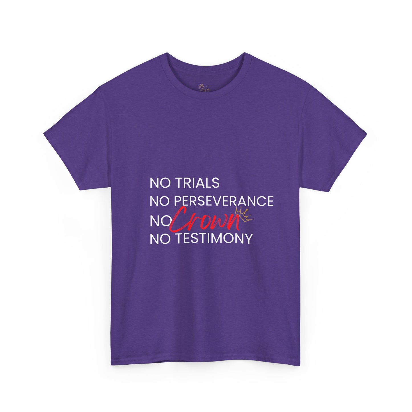 No Trials, No Perseverance, No Crown, No Testimony - Unisex Heavy Cotton Tee