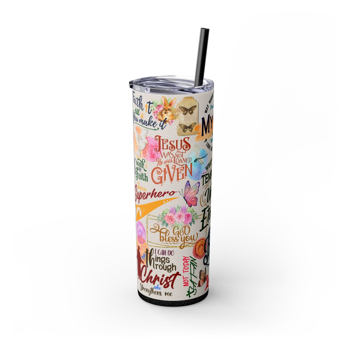 Scripture-Powered Tumbler – Drink in the Word-Skinny Tumbler with Straw - 20oz