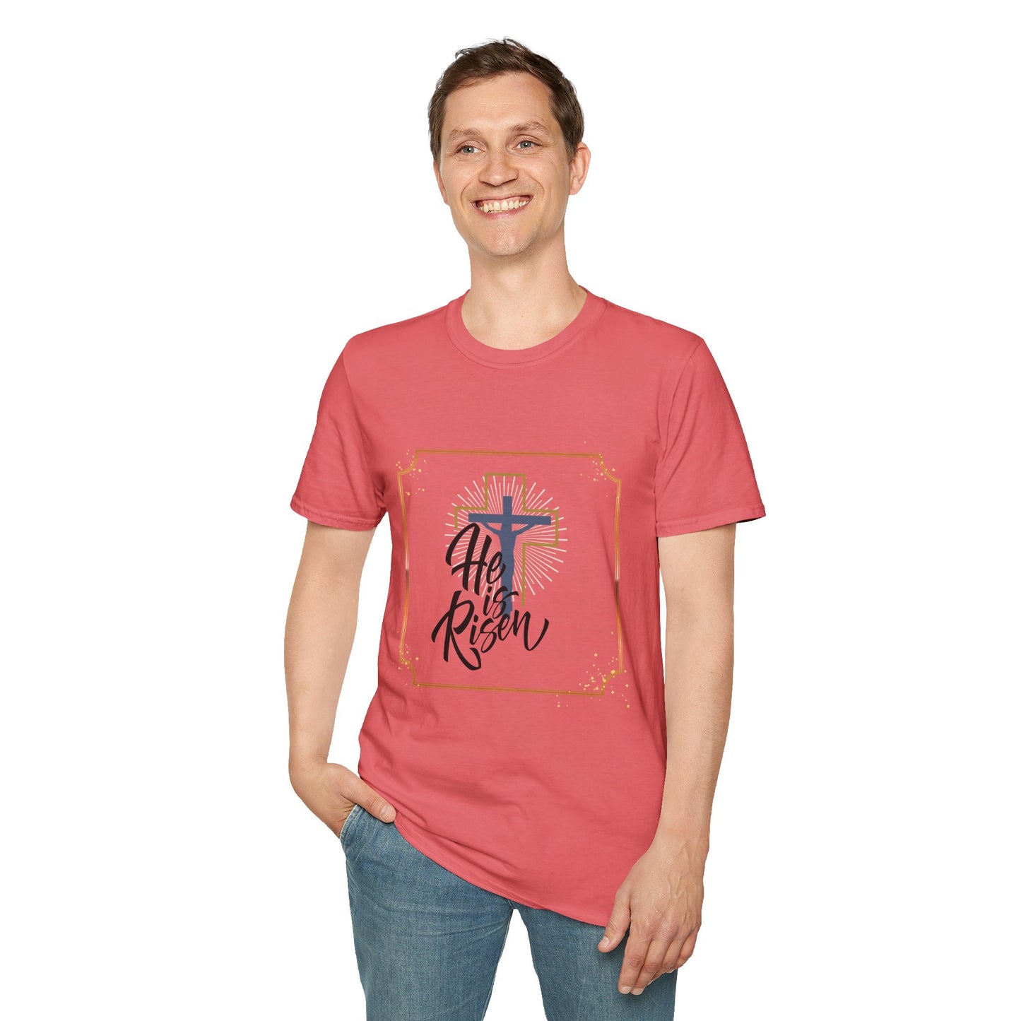 He is Risen Unisex Softstyle T-Shirt - Faith Inspired Easter Tee