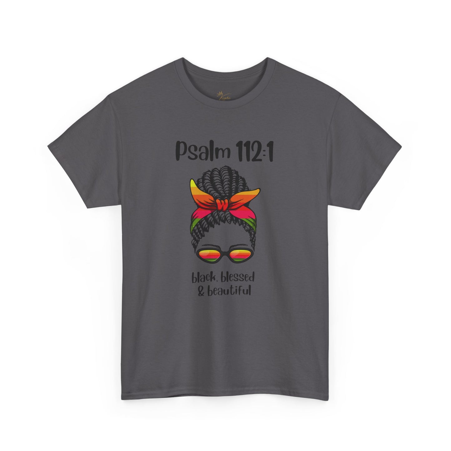 Unisex Heavy Cotton Tee - Psalm 112:1 - Black, Blessed & Beautiful