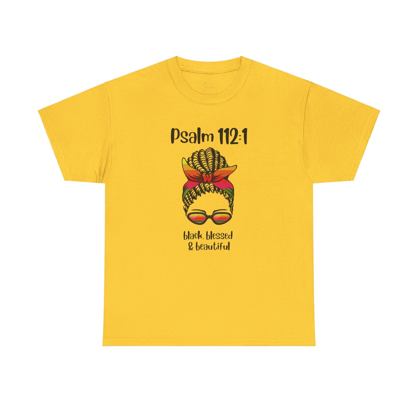 Unisex Heavy Cotton Tee - Psalm 112:1 - Black, Blessed & Beautiful