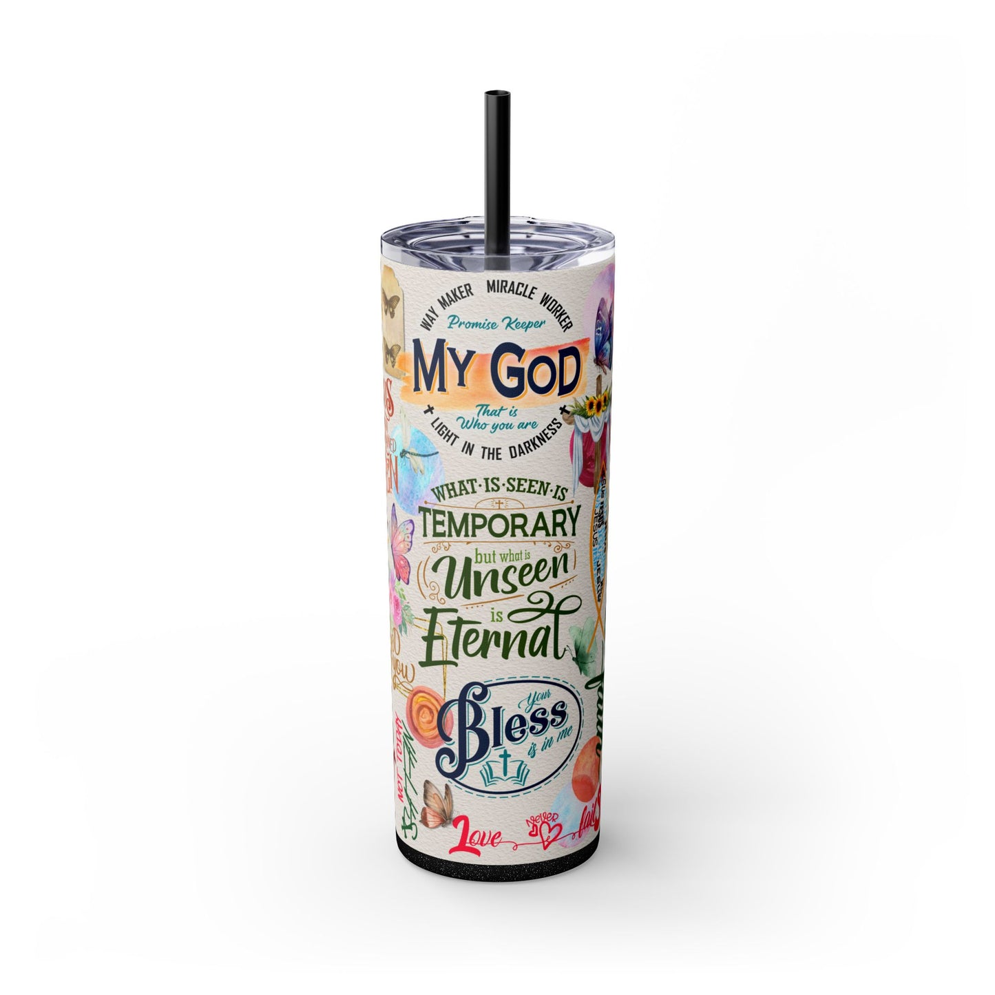 Scripture-Powered Tumbler – Drink in the Word-Skinny Tumbler with Straw - 20oz