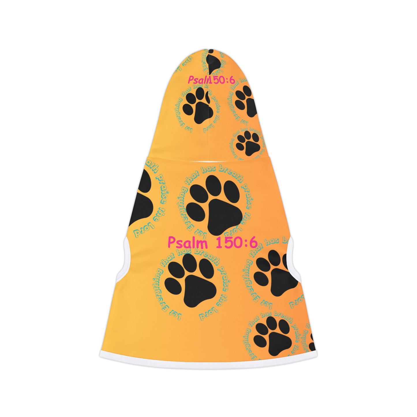 Paw Print Pet Hoodie with Psalm 150:6 - Cozy Canine Apparel for Dog Lovers