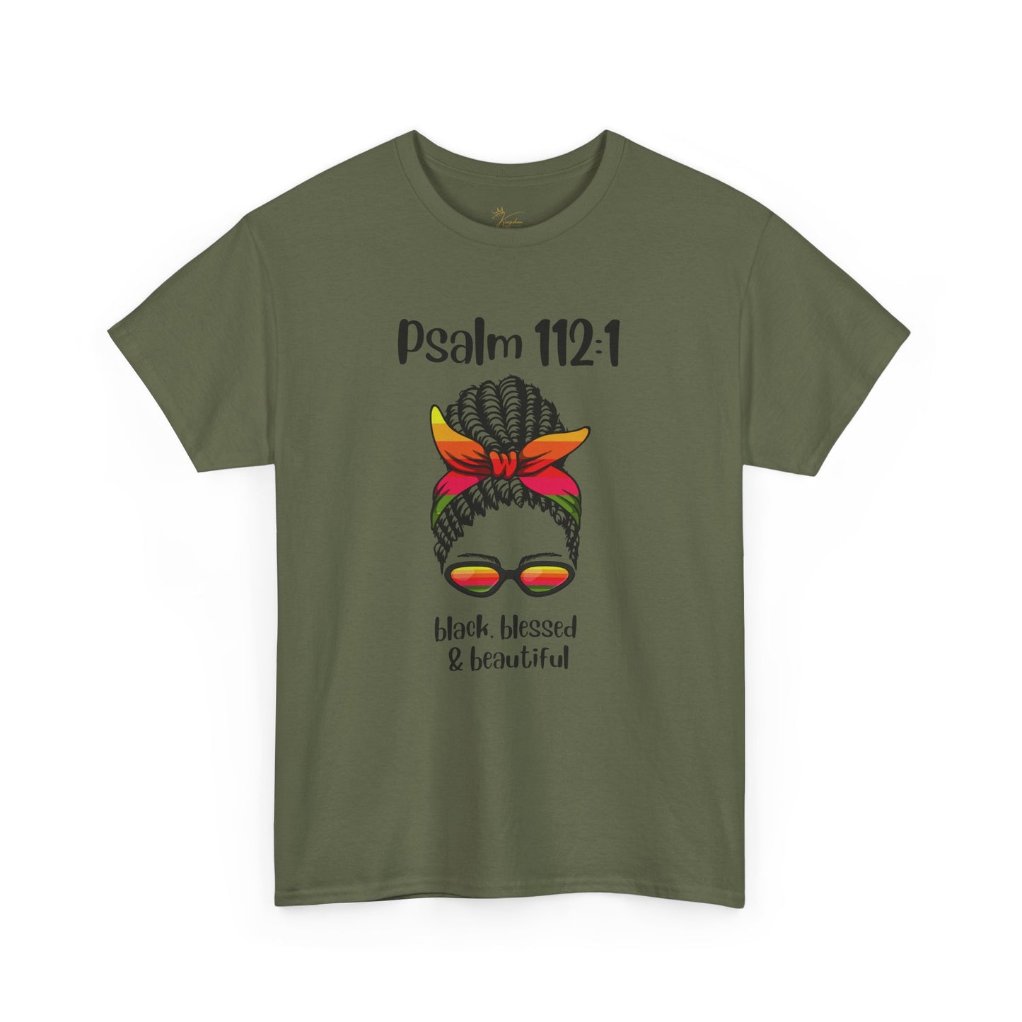 Unisex Heavy Cotton Tee - Psalm 112:1 - Black, Blessed & Beautiful