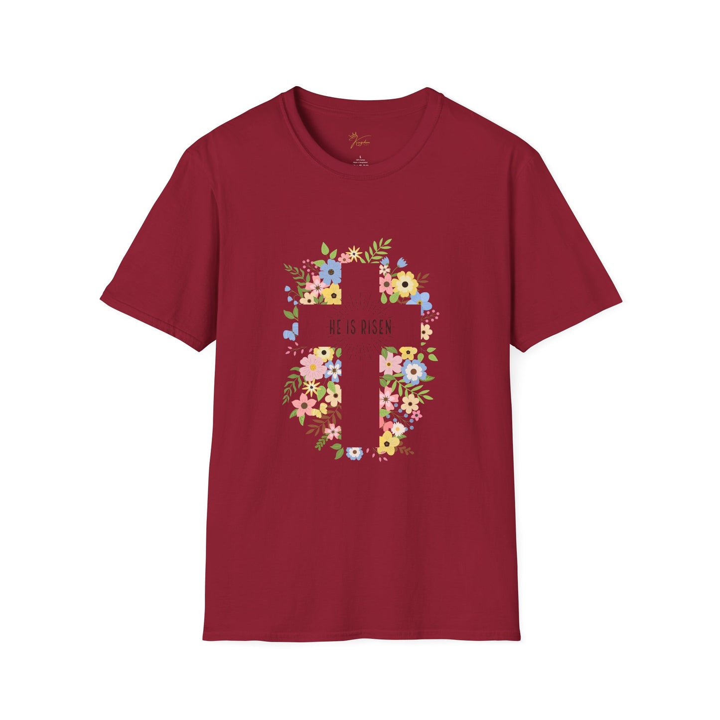 He is Risen Floral Unisex Softstyle T-Shirt | Easter Celebration Tee