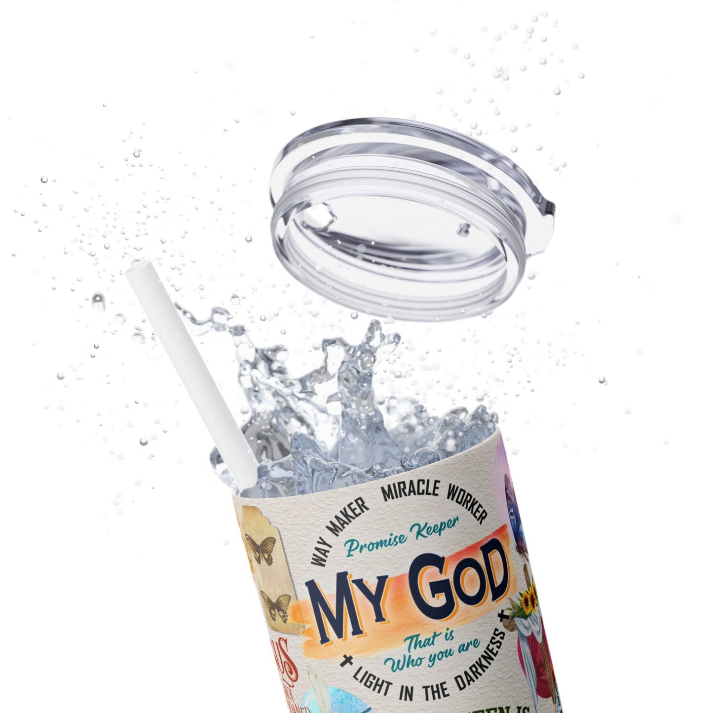 Scripture-Powered Tumbler – Drink in the Word-Skinny Tumbler with Straw - 20oz