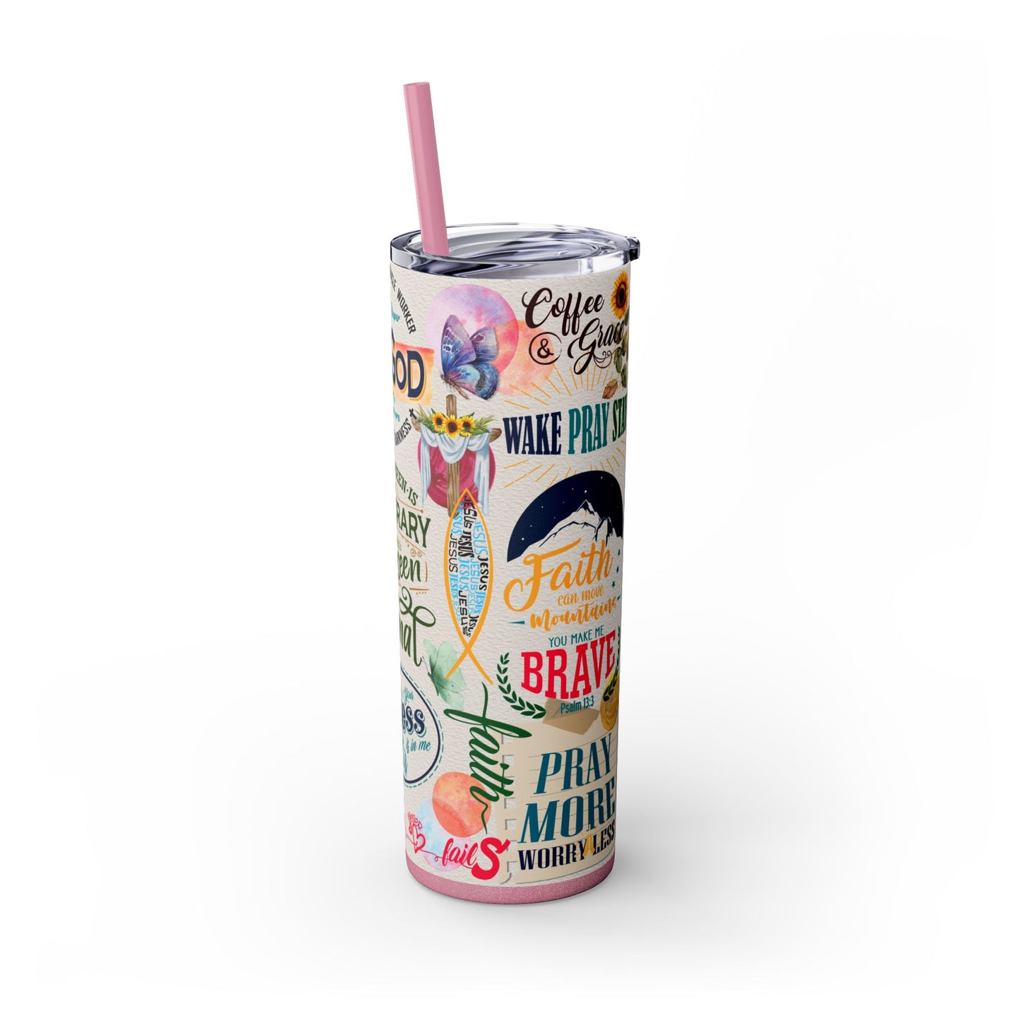 Scripture-Powered Tumbler – Drink in the Word-Skinny Tumbler with Straw - 20oz