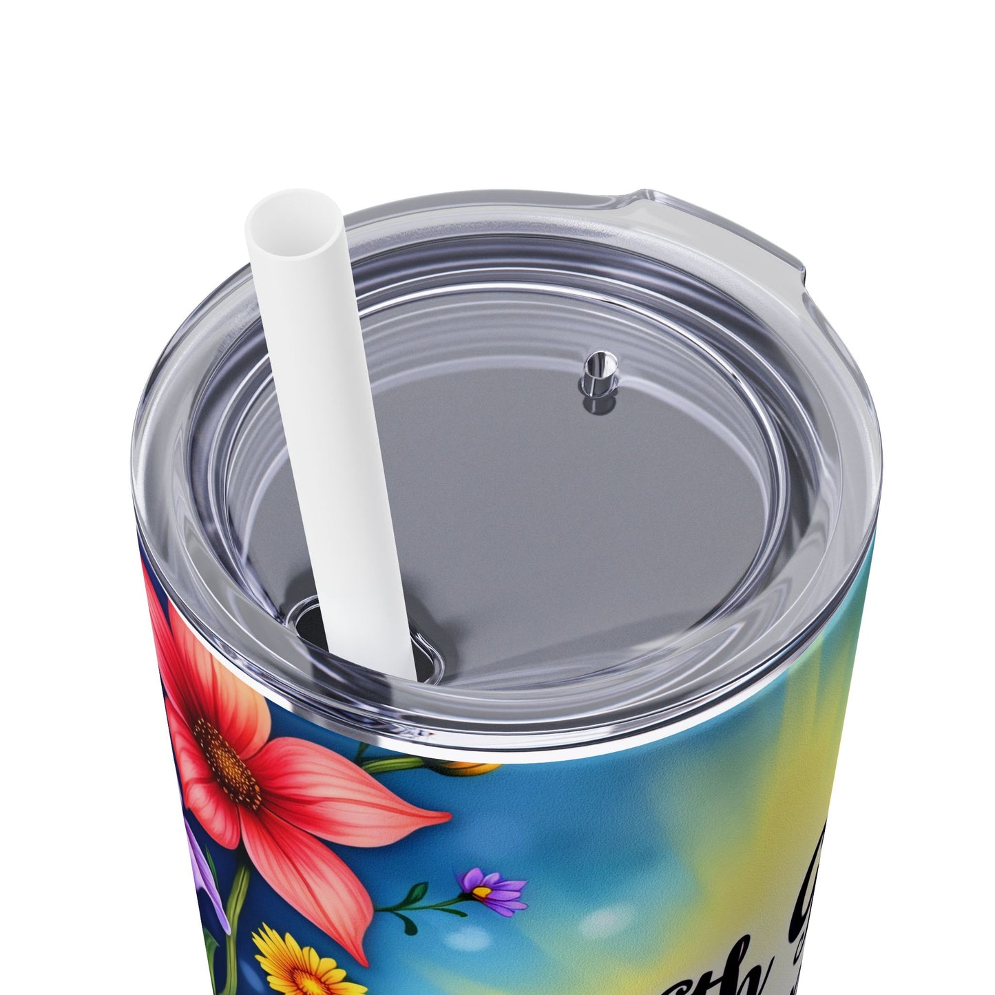 With God, All Things Are Possible Skinny Tumbler – 20oz with Straw | With God All Things are Possible