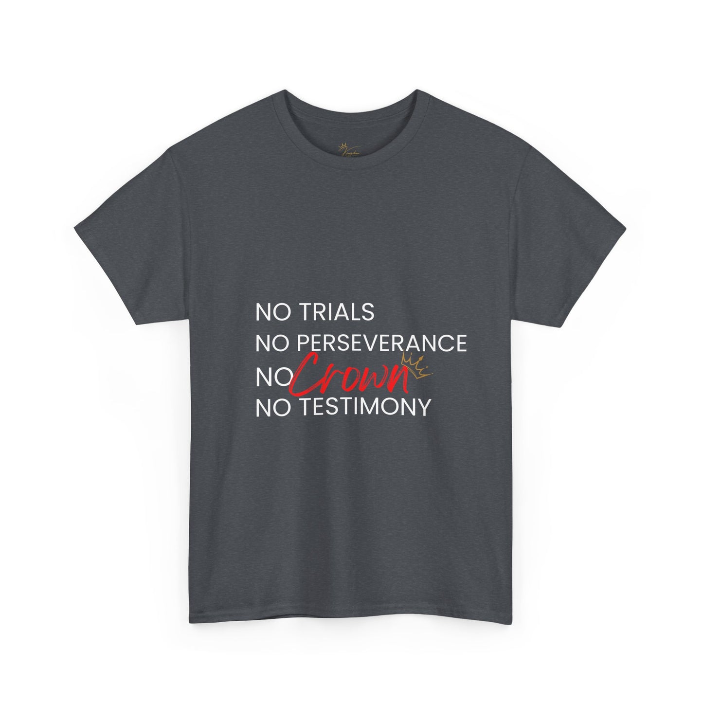 No Trials, No Perseverance, No Crown, No Testimony - Unisex Heavy Cotton Tee